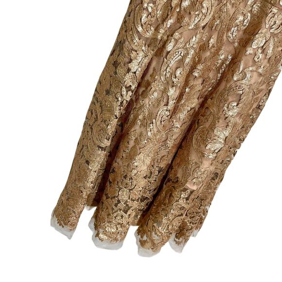 Dress the Population Women's Gold Sequin Blair Fit-&-Flare Midi Dress ; Large - Picture 2 of 15